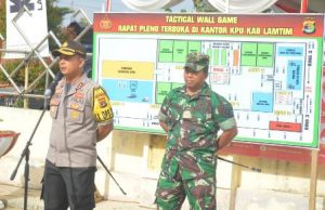 Kapolres dan Dandim Pimpin Pengamanan Rapat Pleno Terbuka di KPU Lamtim