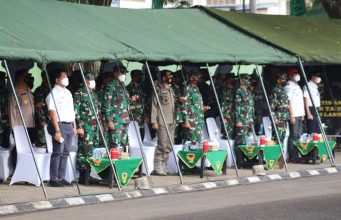 Dansat Brimob Polda Lampung Hadiri Upacara Penerimaan 1.190 Personil Pasukan Latihan Taktis Ancab BTP 13 Galuh Driver 1 Kostrad ” Kartika Yuda 2021″