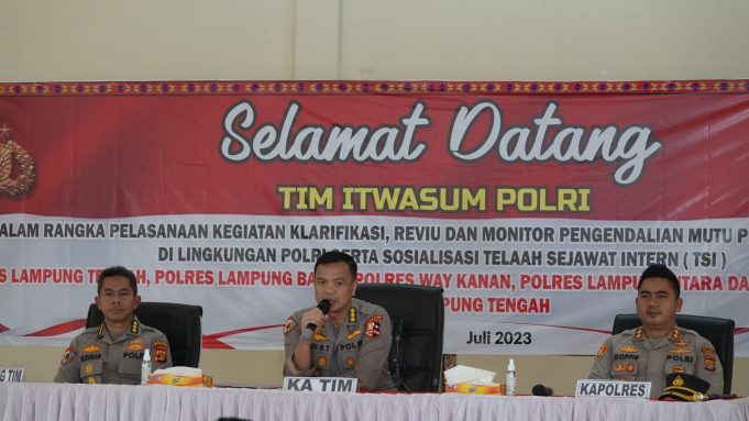 Polres Lampung Tengah, Polda Lampung menerima kunjungan Tim ITWASUM Polri
