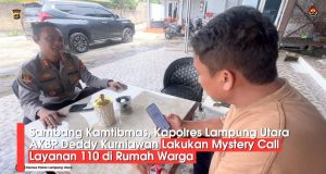 Sambang Kamtibmas, Kapolres Lampung Utara AKBP Deddy Kurniawan Lakukan Mystery Call Layanan 110 di Rumah Warga