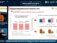 BPS: 35,5 Ribu Tenaga Kerja Terserap, TPT Lampung Mei 2026 Sebesar 3,97 Persen